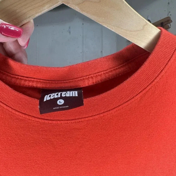 BBC Billionaire Boys Club Ice Cream T-shirt Running Dog Diamond Red Men's L‎ Y2K - Picture 5 of 7